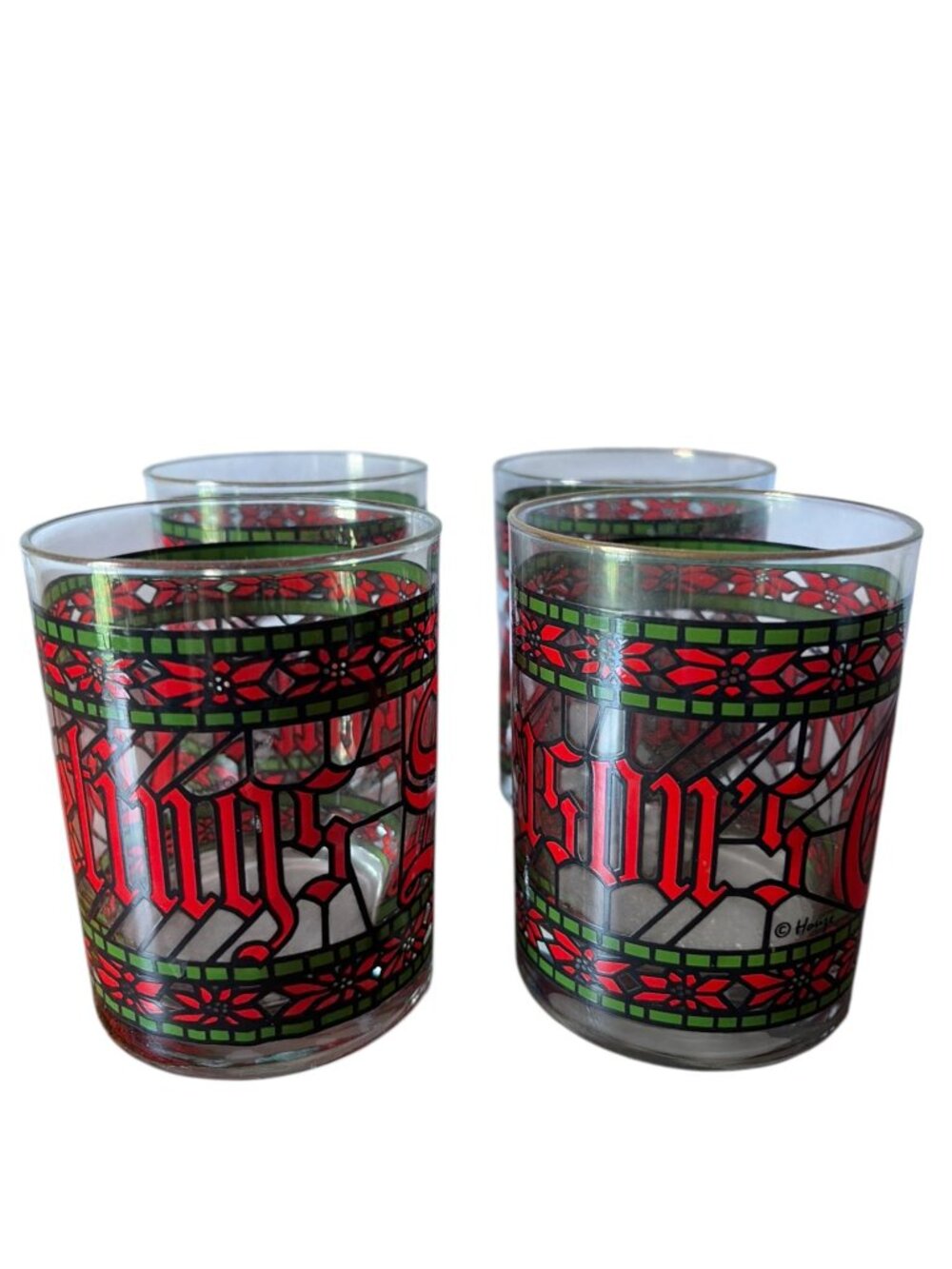 Vintage Mcm barware Holiday Whiskey Glasses Drinking Glass Houze 1950's - Picture 14 of 14